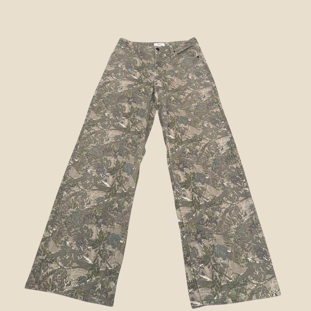 Cali 1850 Women's Real Tree Camo Wide Leg Stretch Denim Jeans Pants Size 3
